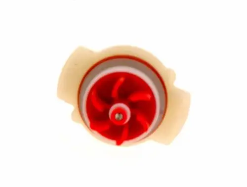 Runder Bosch Sensor mit roter Antriebseinheit und weißem Gehäuse, von oben betrachtet. Der Sensor ist für die Erfassung von bestimmten Umgebungsbedingungen konzipiert.